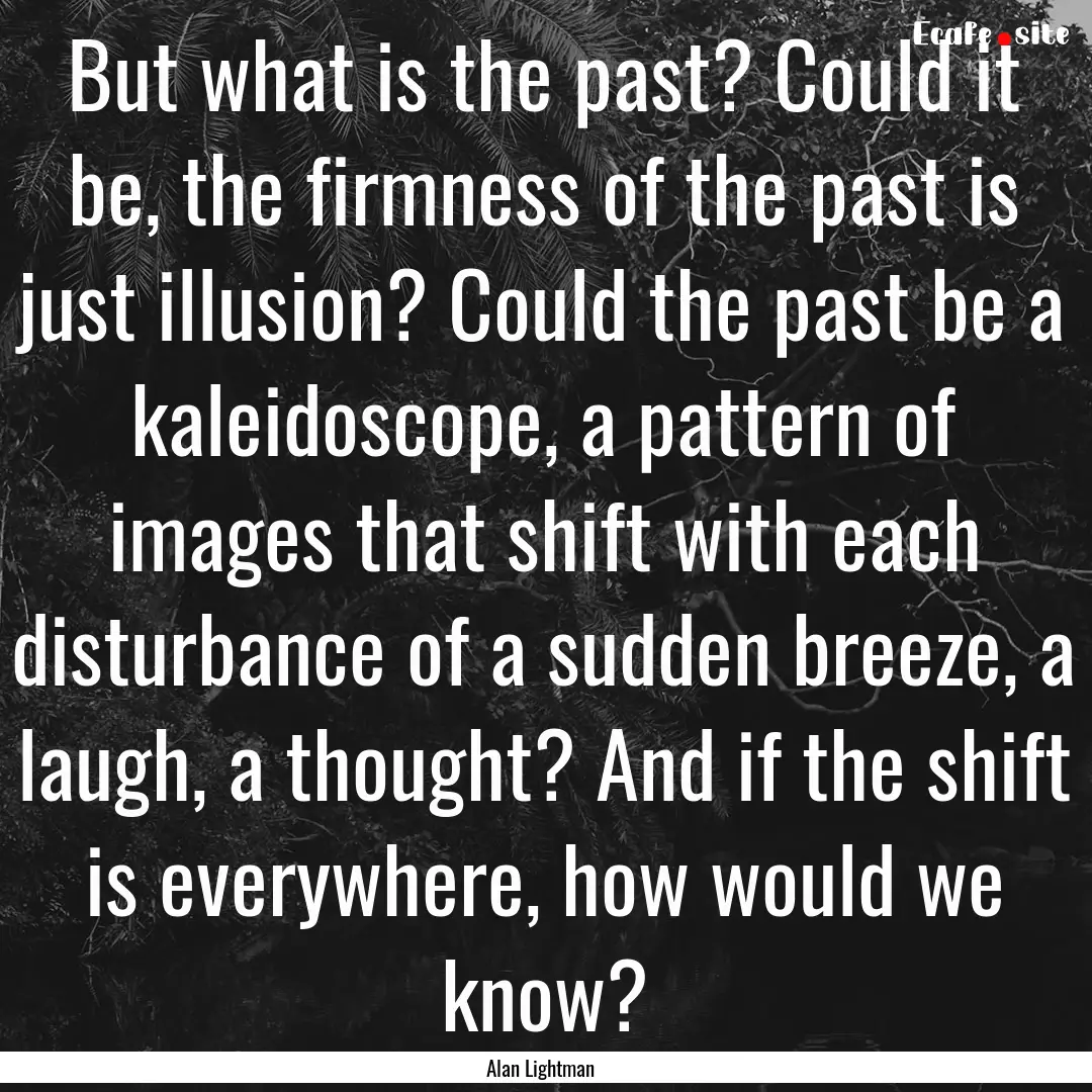 But what is the past? Could it be, the firmness.... : Quote by Alan Lightman