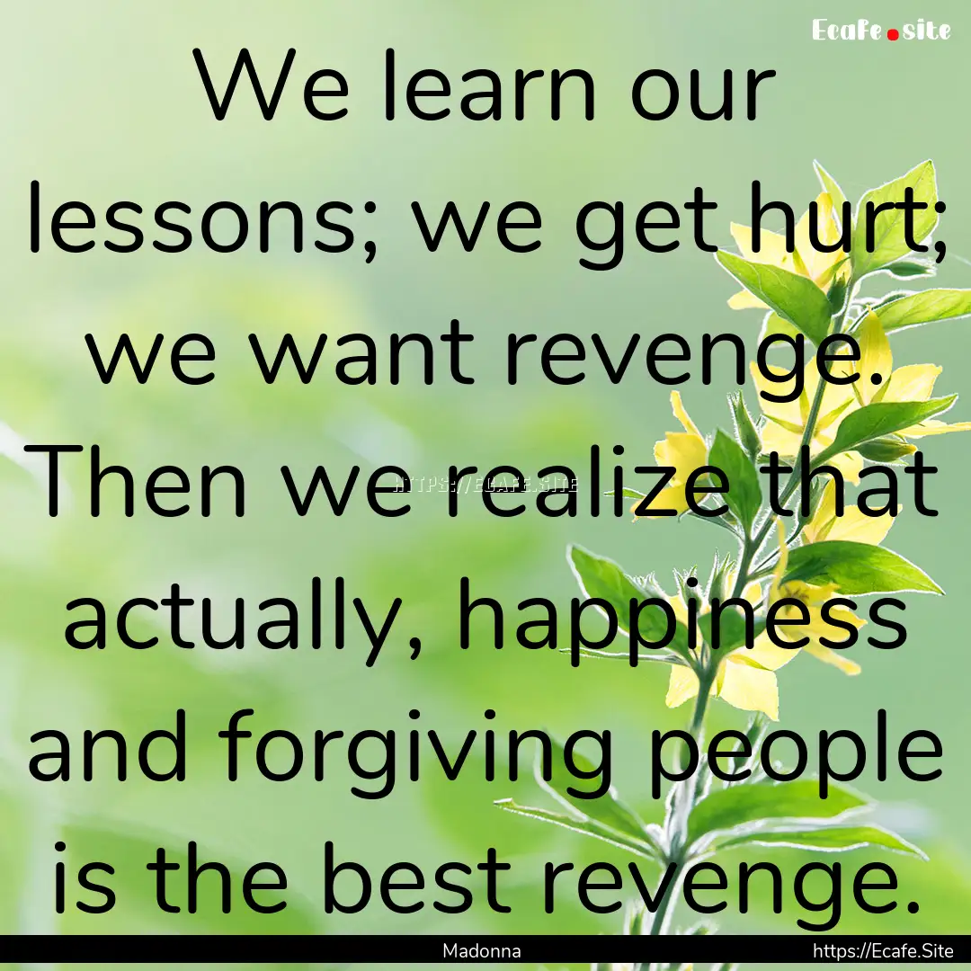 We learn our lessons; we get hurt; we want.... : Quote by Madonna