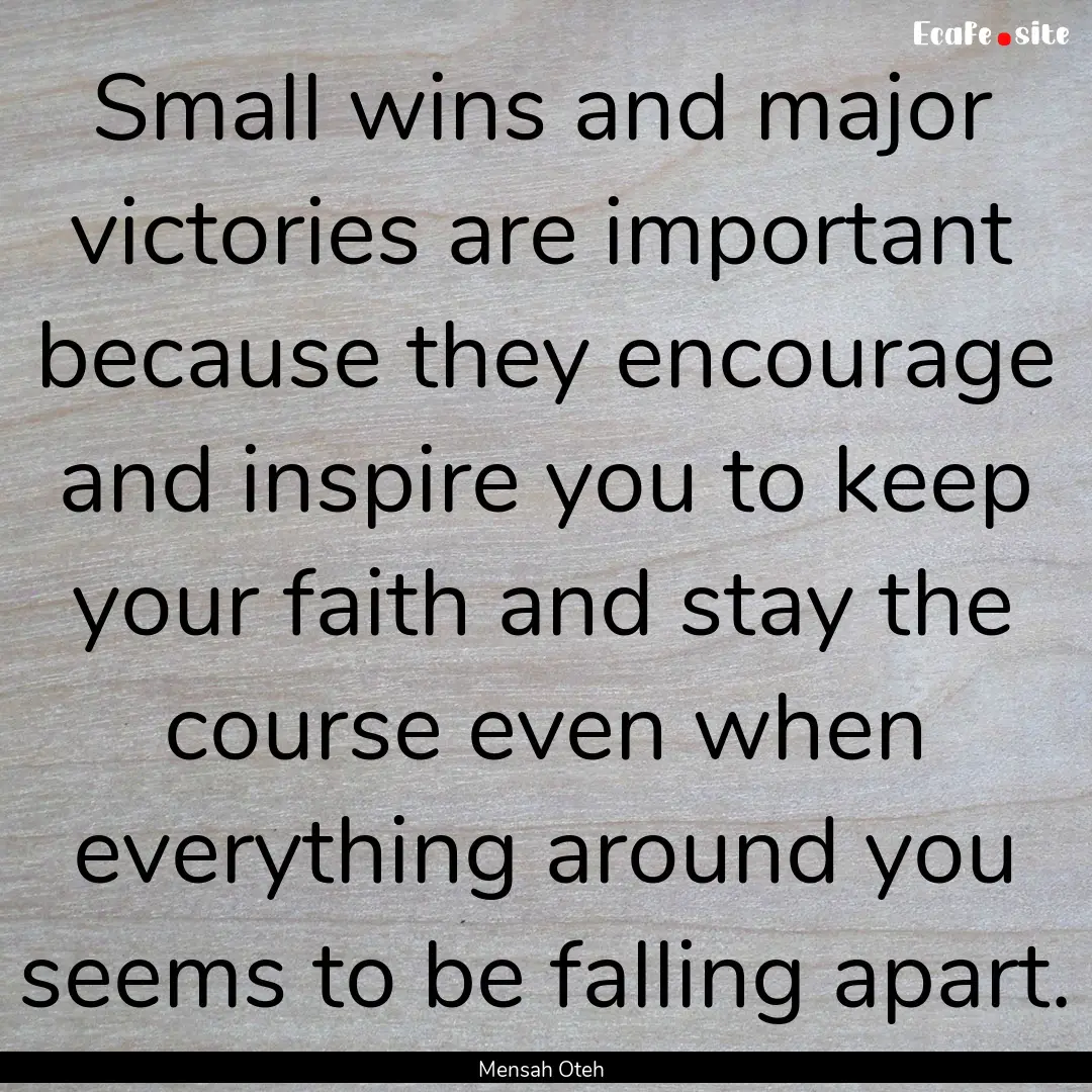 Small wins and major victories are important.... : Quote by Mensah Oteh