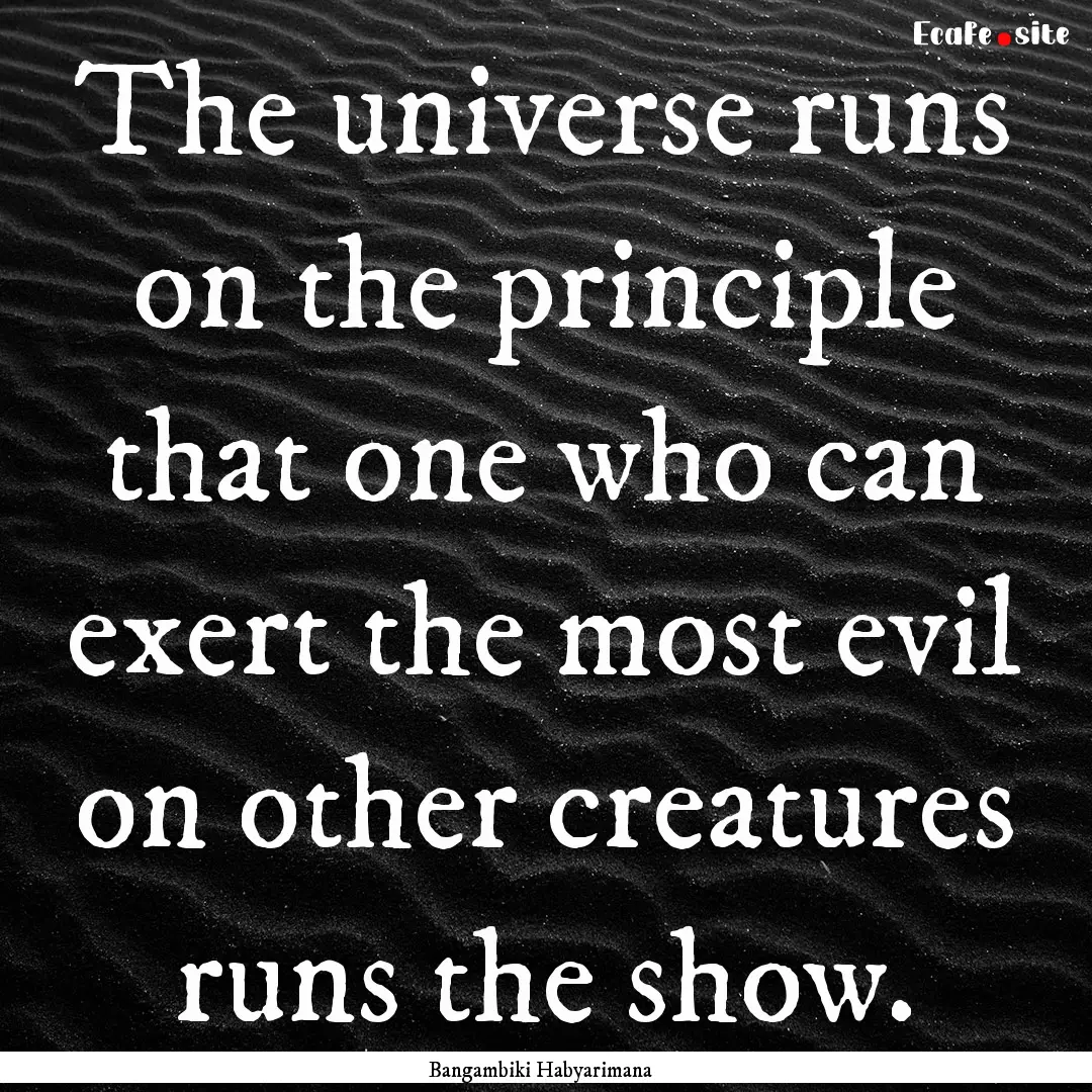 The universe runs on the principle that one.... : Quote by Bangambiki Habyarimana