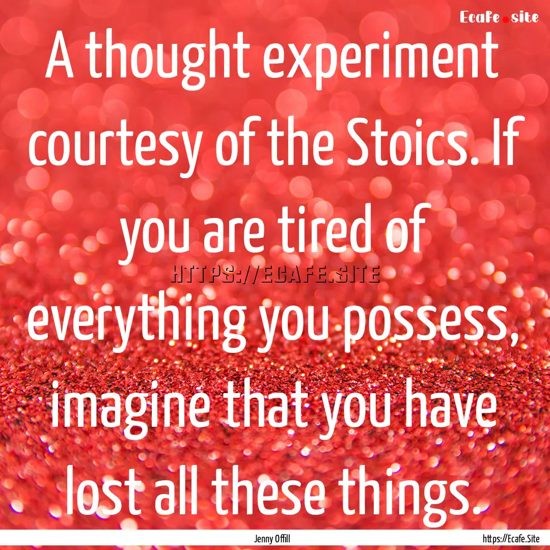 A thought experiment courtesy of the Stoics..... : Quote by Jenny Offill