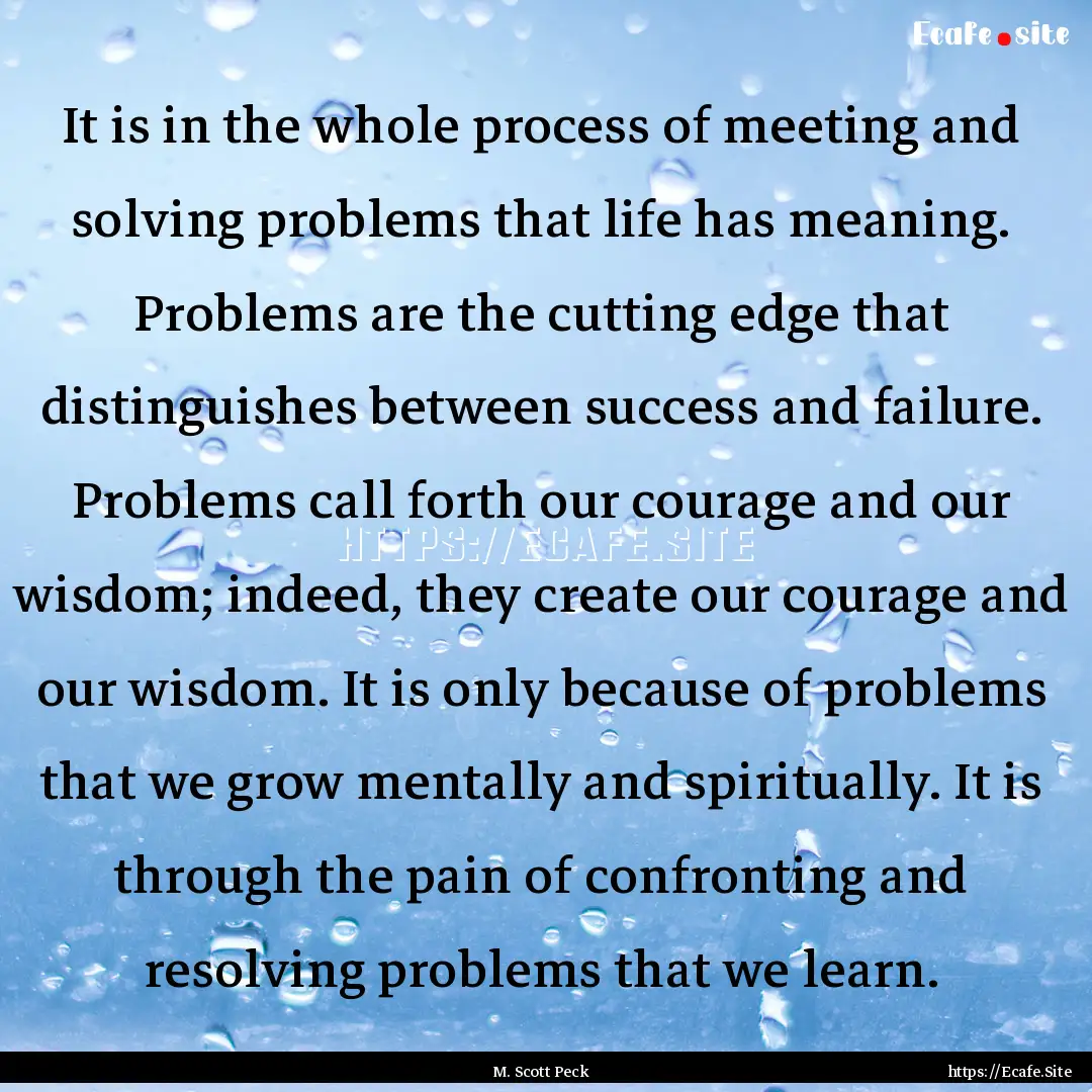 It is in the whole process of meeting and.... : Quote by M. Scott Peck