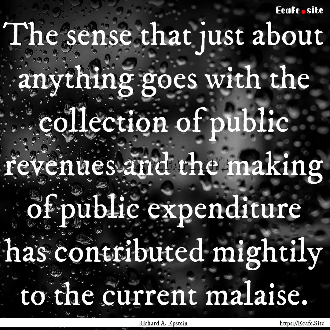 The sense that just about anything goes with.... : Quote by Richard A. Epstein