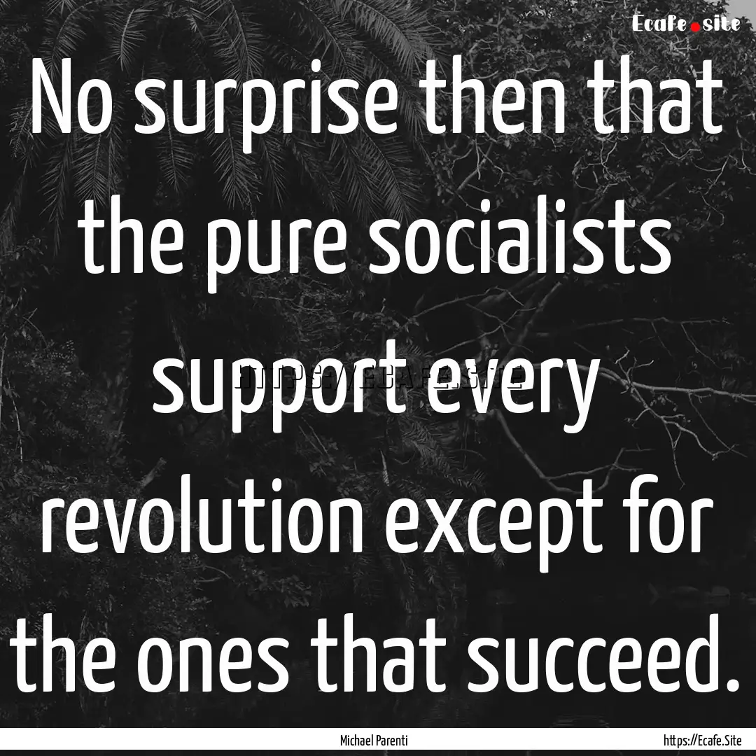 No surprise then that the pure socialists.... : Quote by Michael Parenti