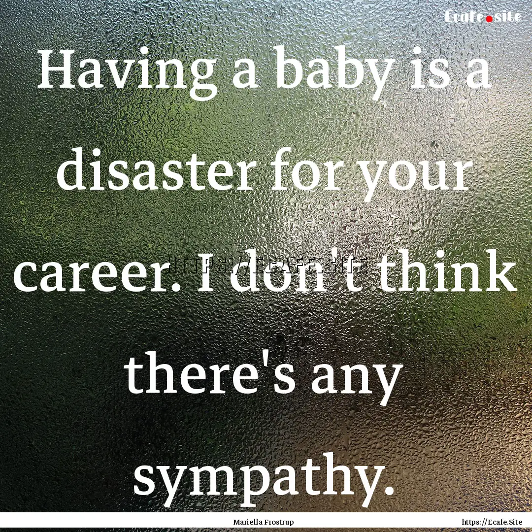 Having a baby is a disaster for your career..... : Quote by Mariella Frostrup