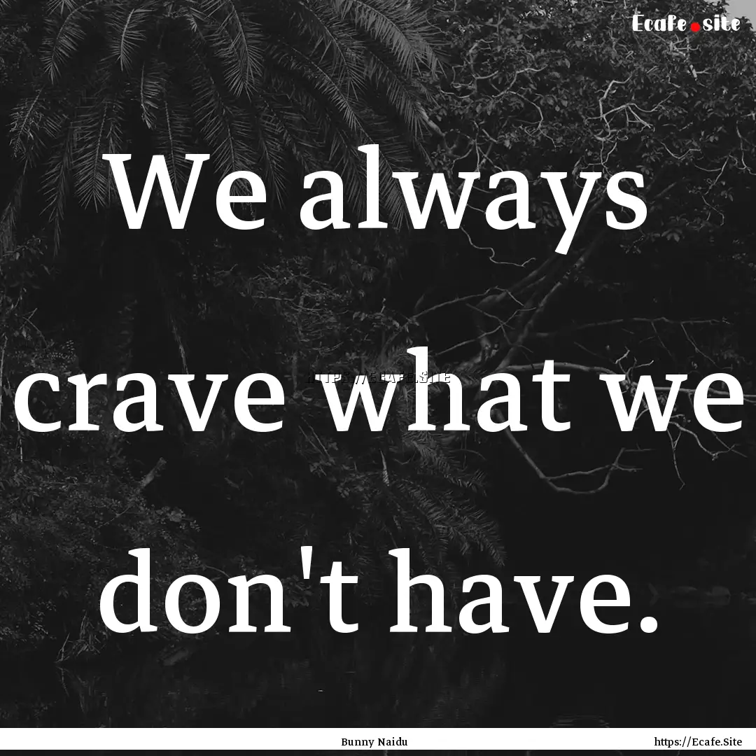 We always crave what we don't have. : Quote by Bunny Naidu