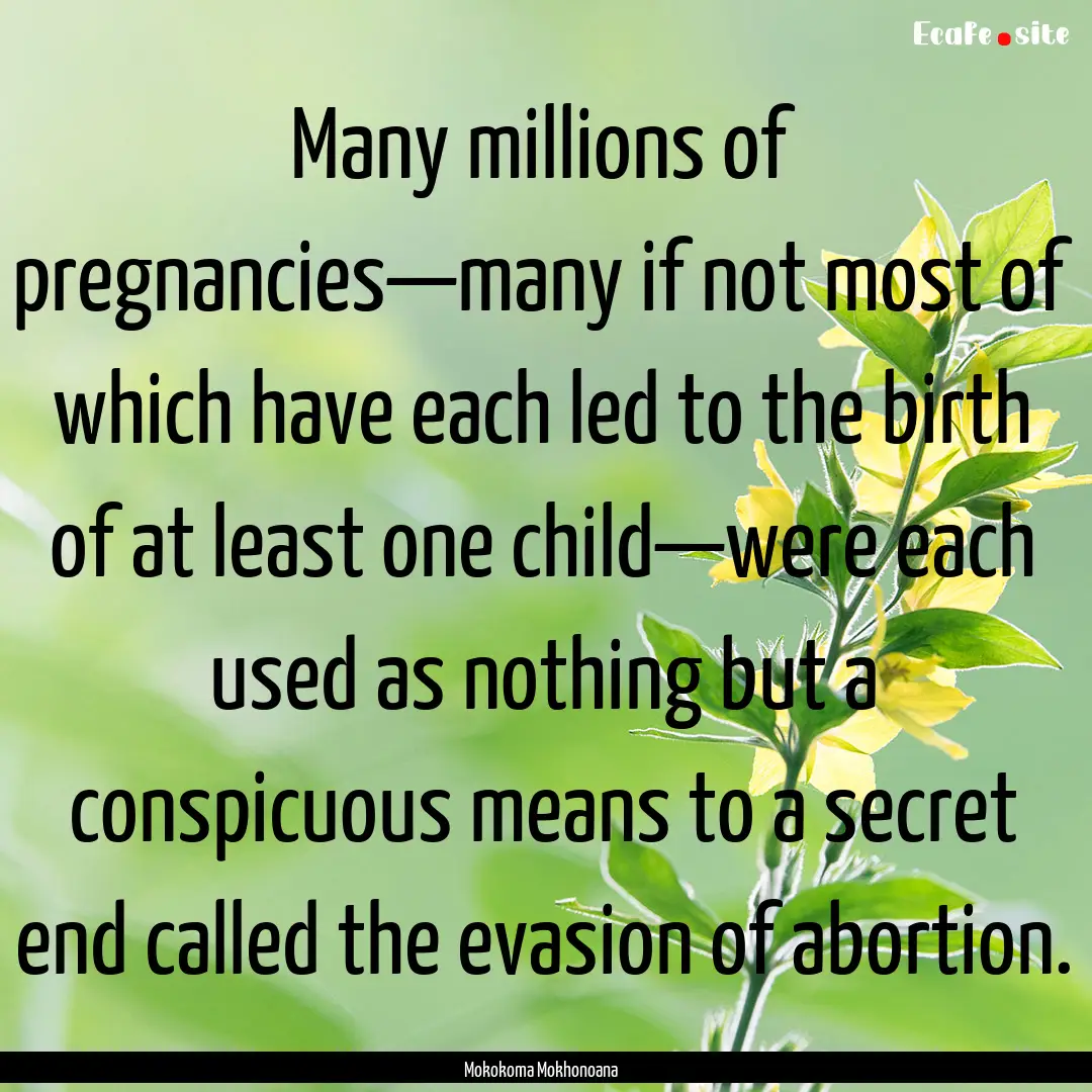 Many millions of pregnancies—many if not.... : Quote by Mokokoma Mokhonoana