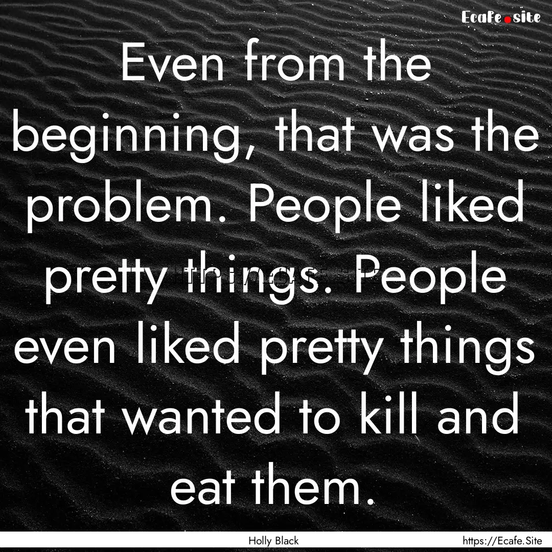 Even from the beginning, that was the problem..... : Quote by Holly Black