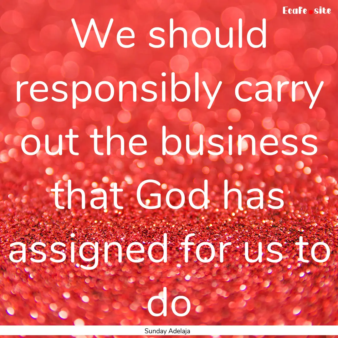 We should responsibly carry out the business.... : Quote by Sunday Adelaja