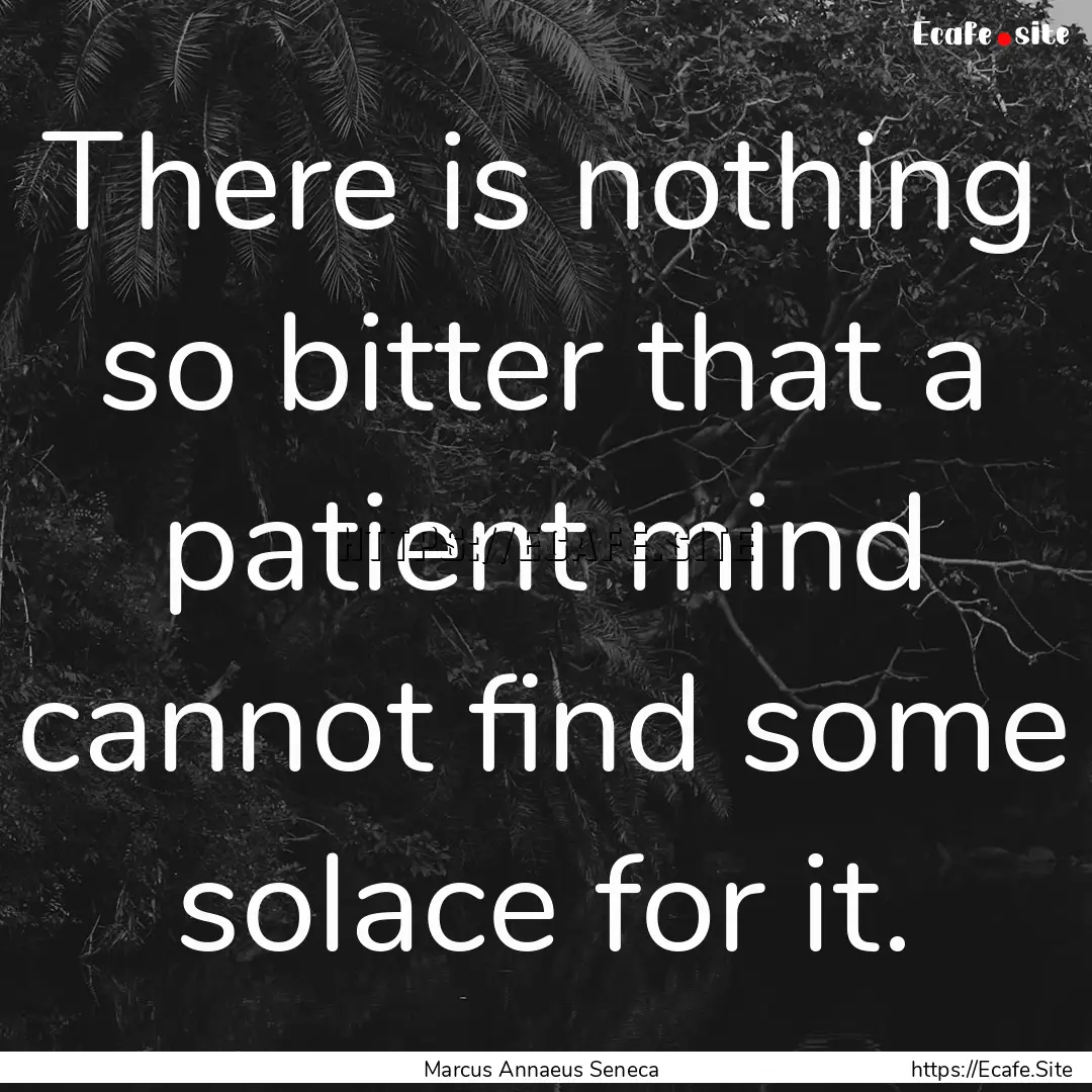 There is nothing so bitter that a patient.... : Quote by Marcus Annaeus Seneca