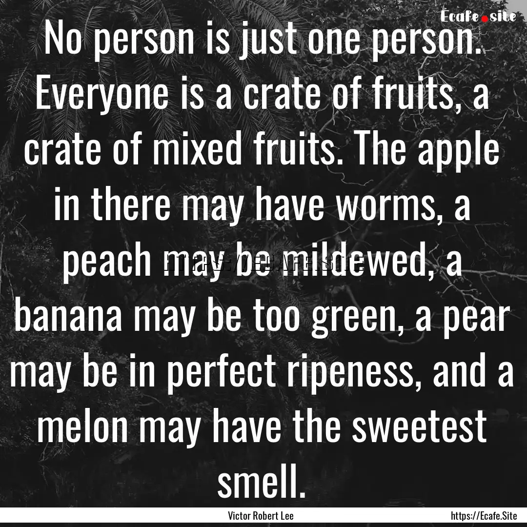 No person is just one person. Everyone is.... : Quote by Victor Robert Lee