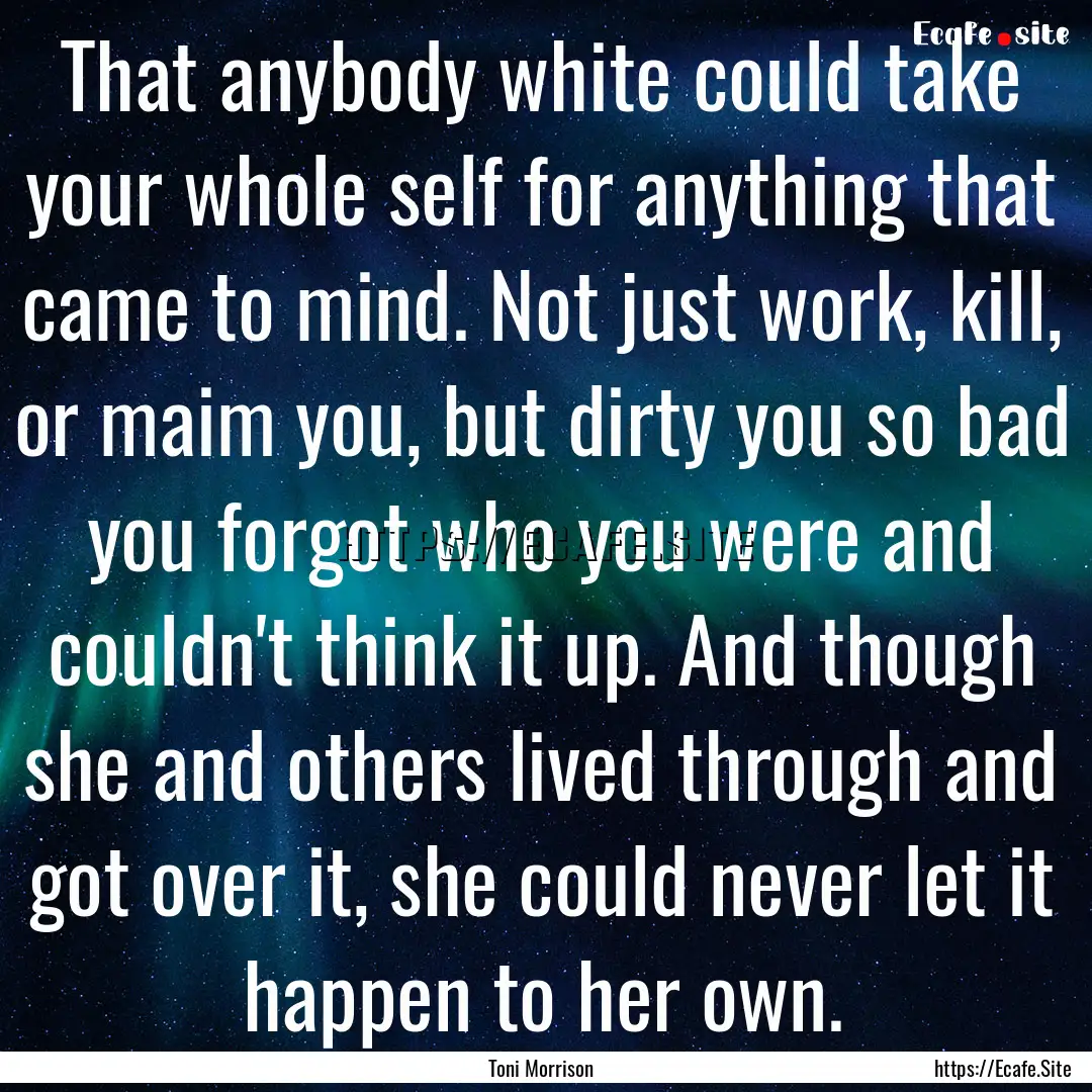 That anybody white could take your whole.... : Quote by Toni Morrison