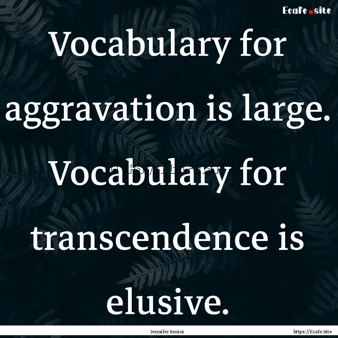 Vocabulary for aggravation is large. Vocabulary.... : Quote by Jennifer Senior