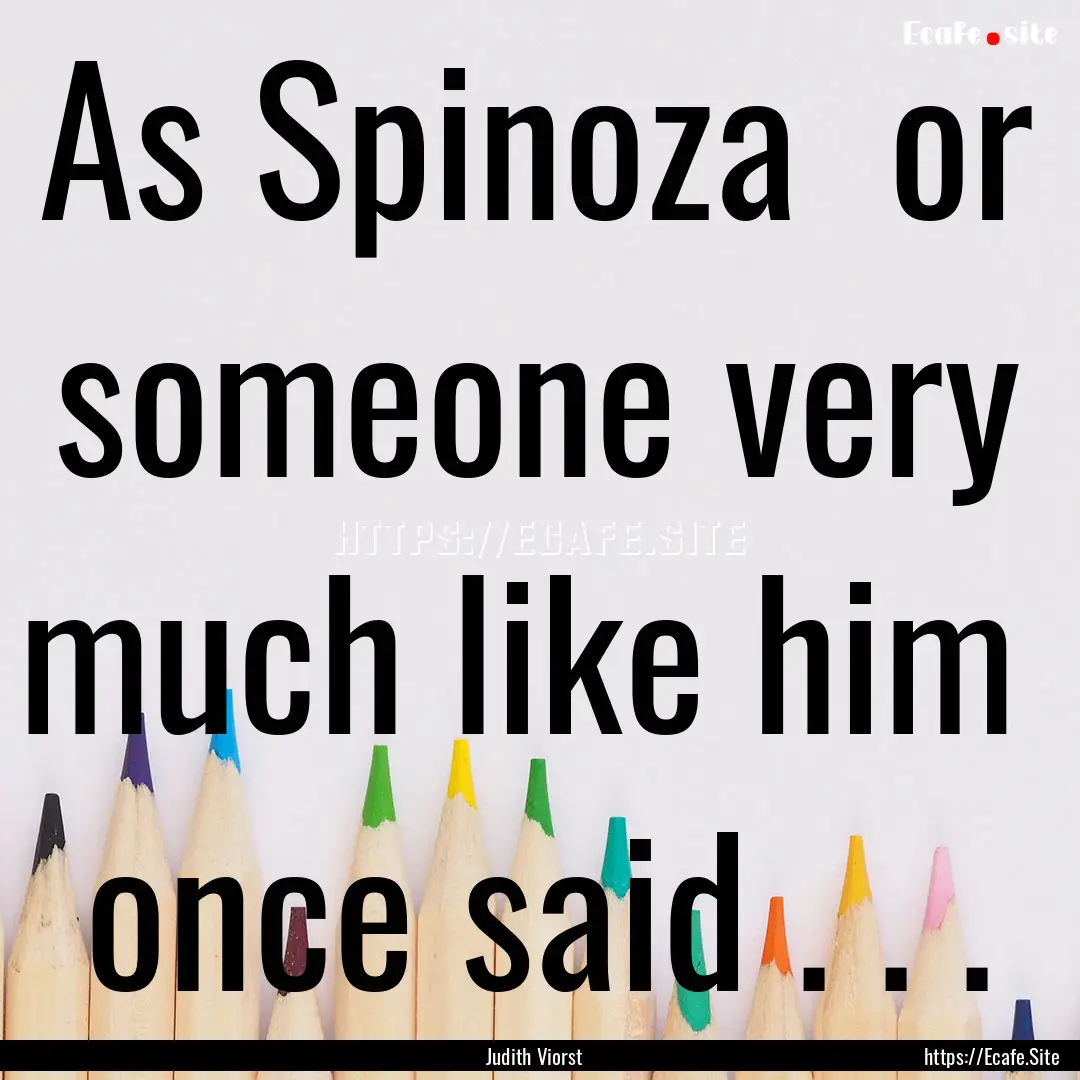 As Spinoza or someone very much like him.... : Quote by Judith Viorst