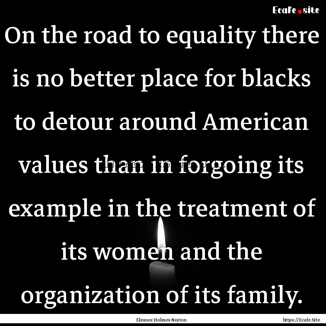 On the road to equality there is no better.... : Quote by Eleanor Holmes Norton