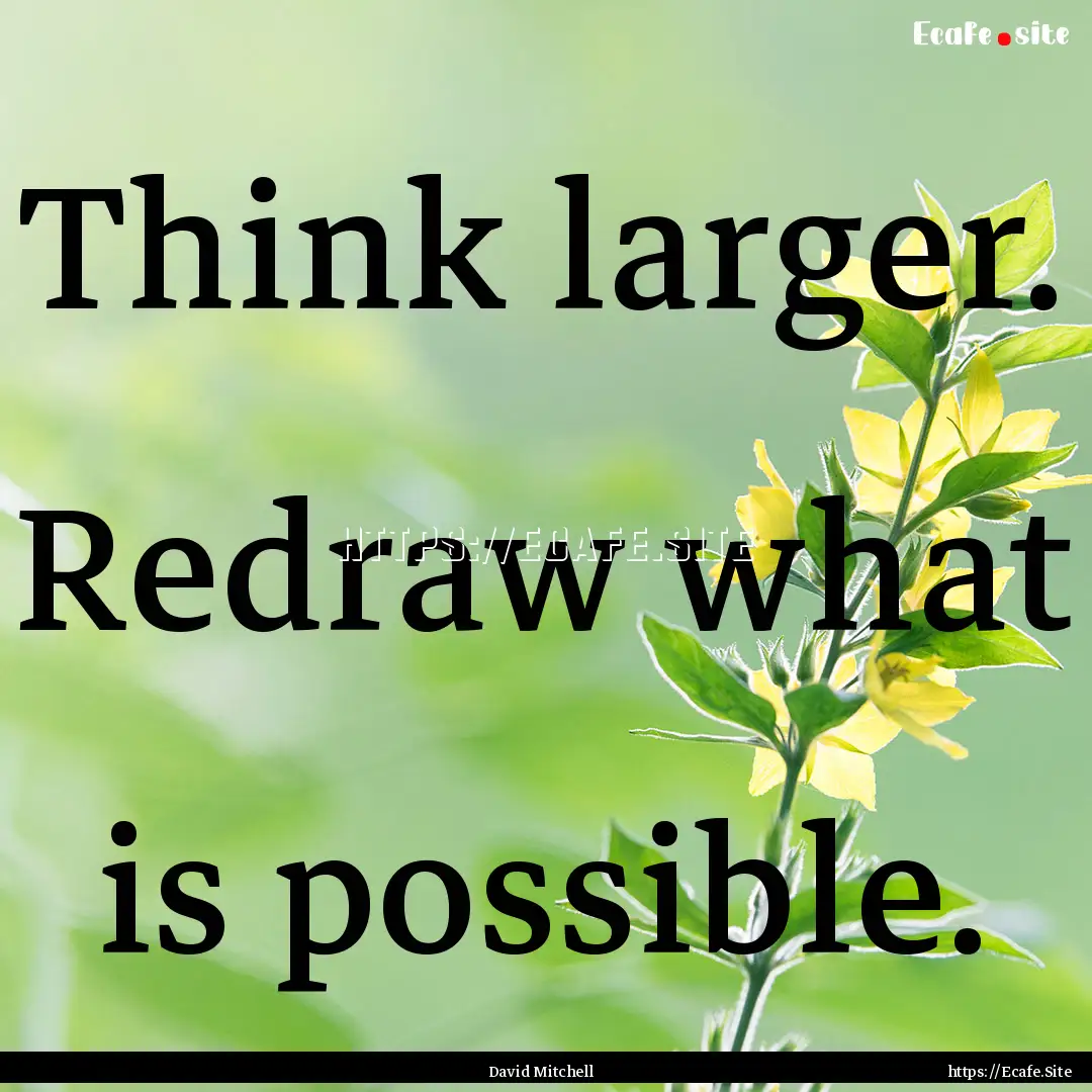 Think larger. Redraw what is possible. : Quote by David Mitchell