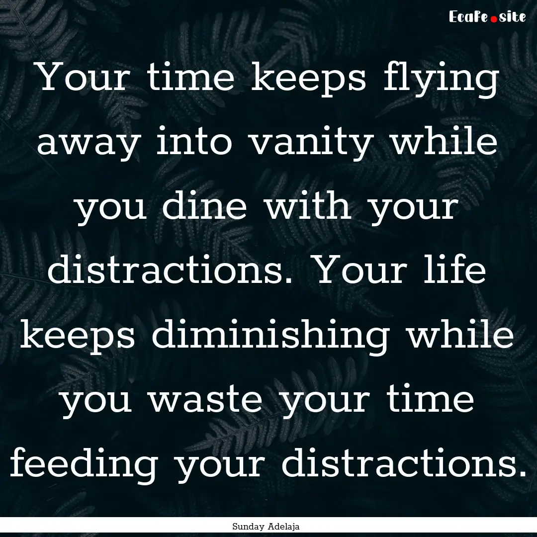 Your time keeps flying away into vanity while.... : Quote by Sunday Adelaja