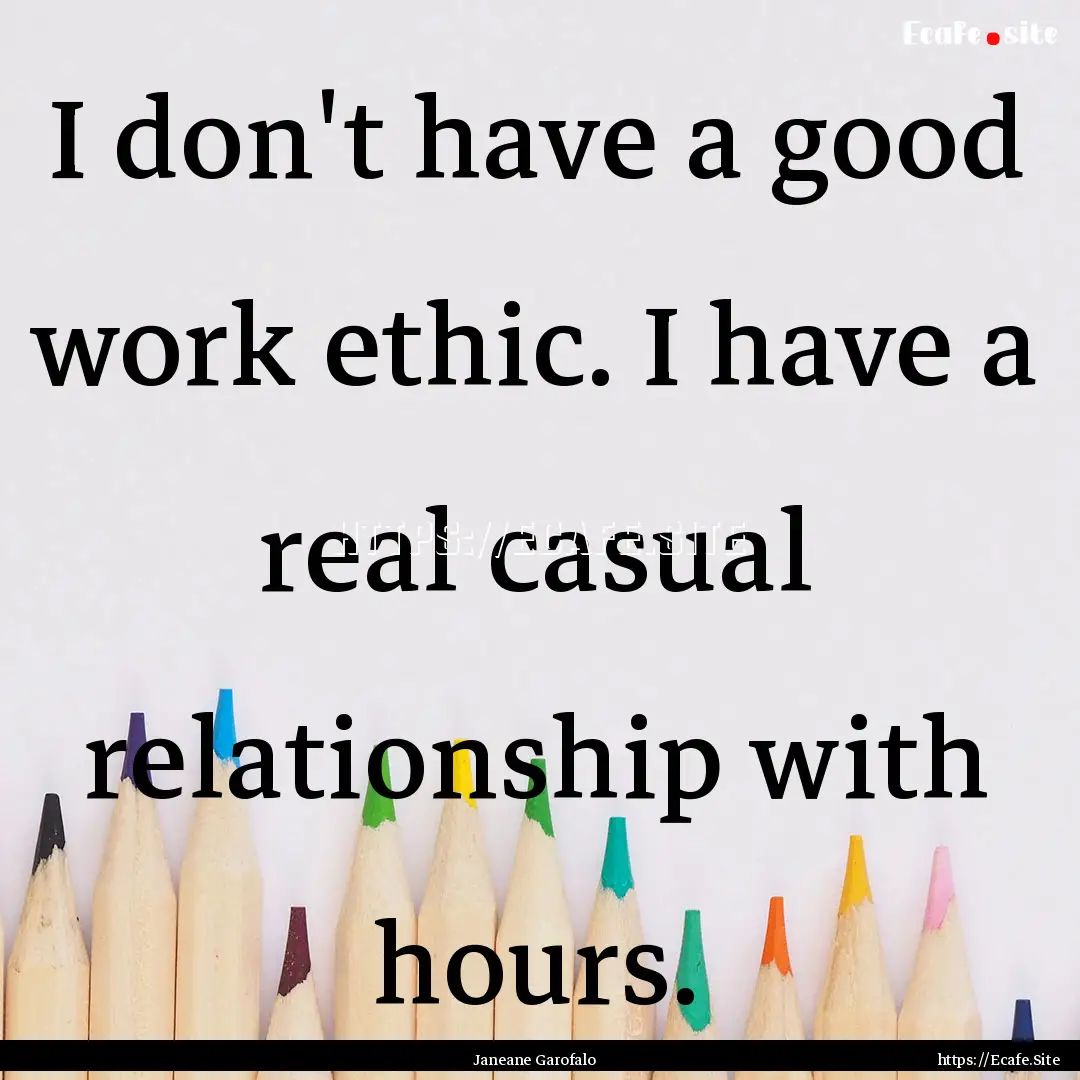 I don't have a good work ethic. I have a.... : Quote by Janeane Garofalo