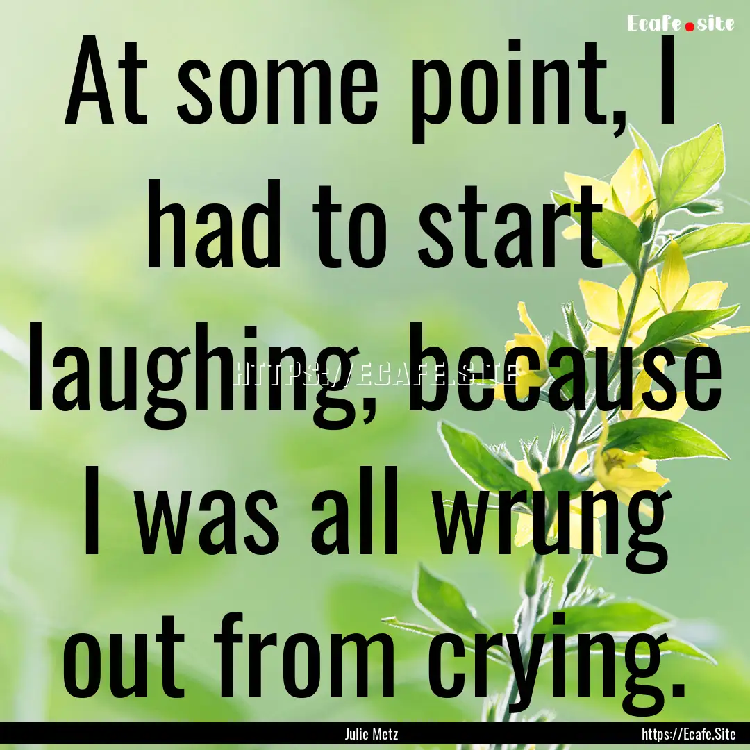 At some point, I had to start laughing, because.... : Quote by Julie Metz