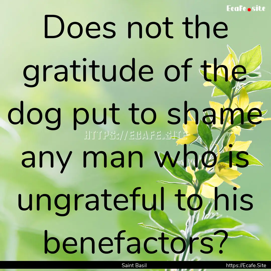 Does not the gratitude of the dog put to.... : Quote by Saint Basil