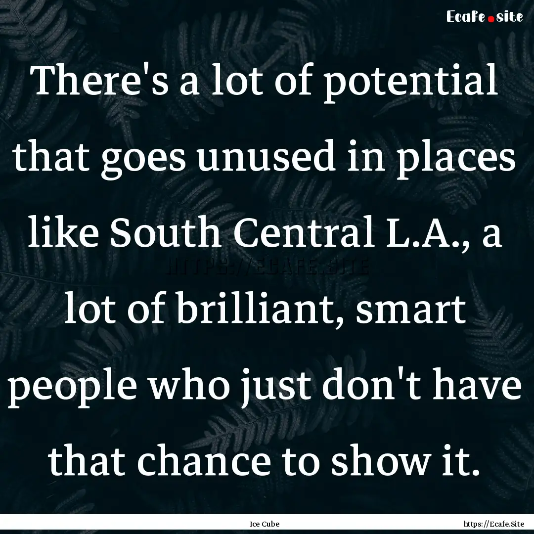 There's a lot of potential that goes unused.... : Quote by Ice Cube