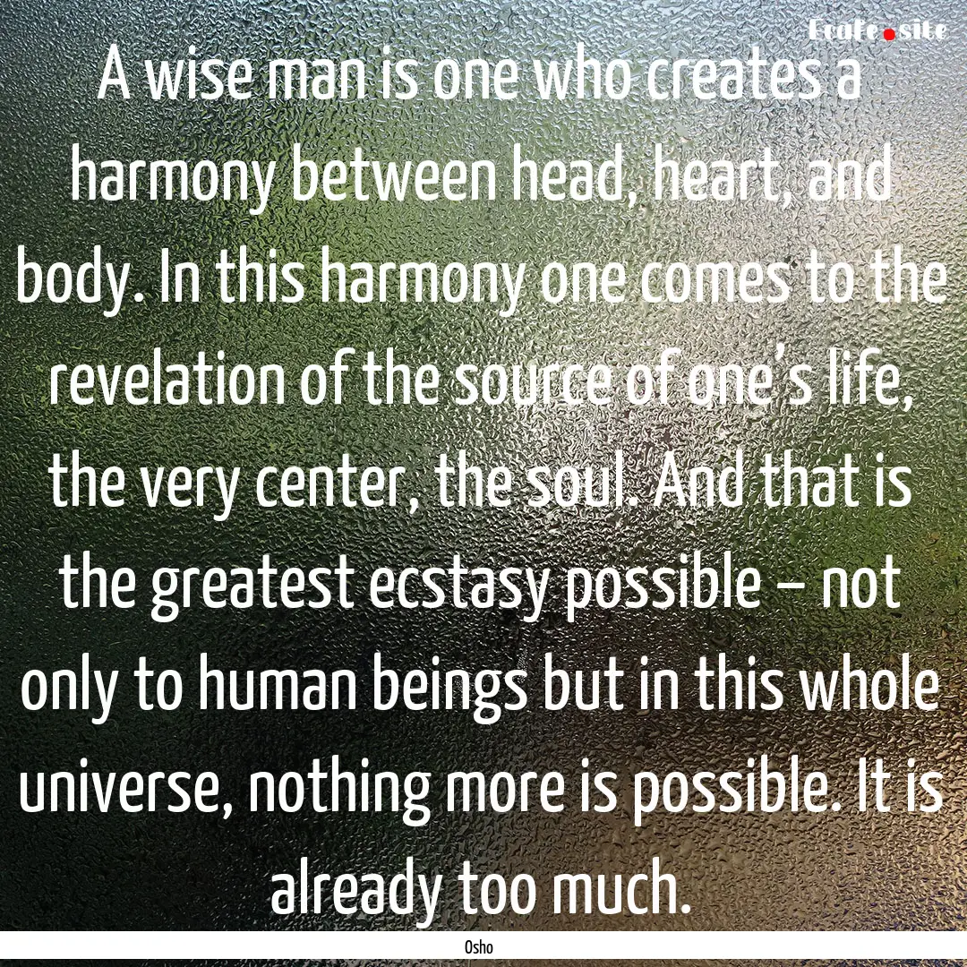 A wise man is one who creates a harmony between.... : Quote by Osho