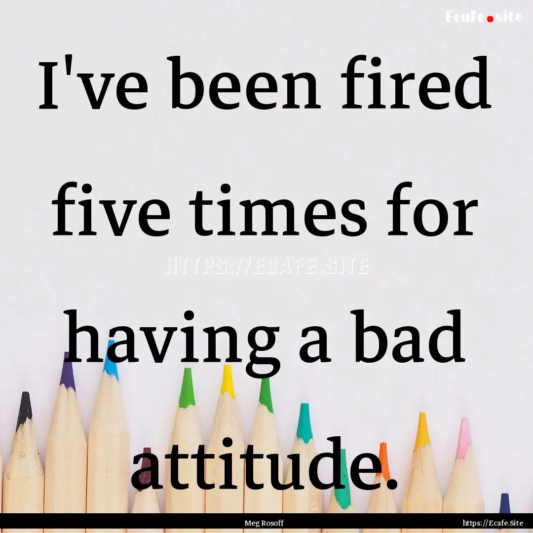 I've been fired five times for having a bad.... : Quote by Meg Rosoff