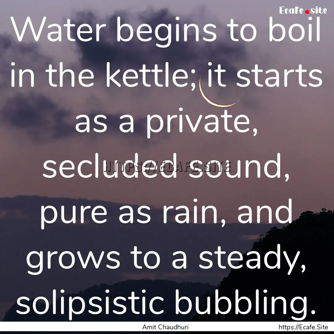 Water begins to boil in the kettle; it starts.... : Quote by Amit Chaudhuri