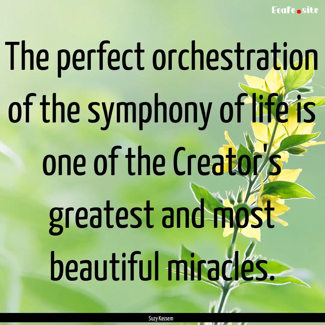 The perfect orchestration of the symphony.... : Quote by Suzy Kassem