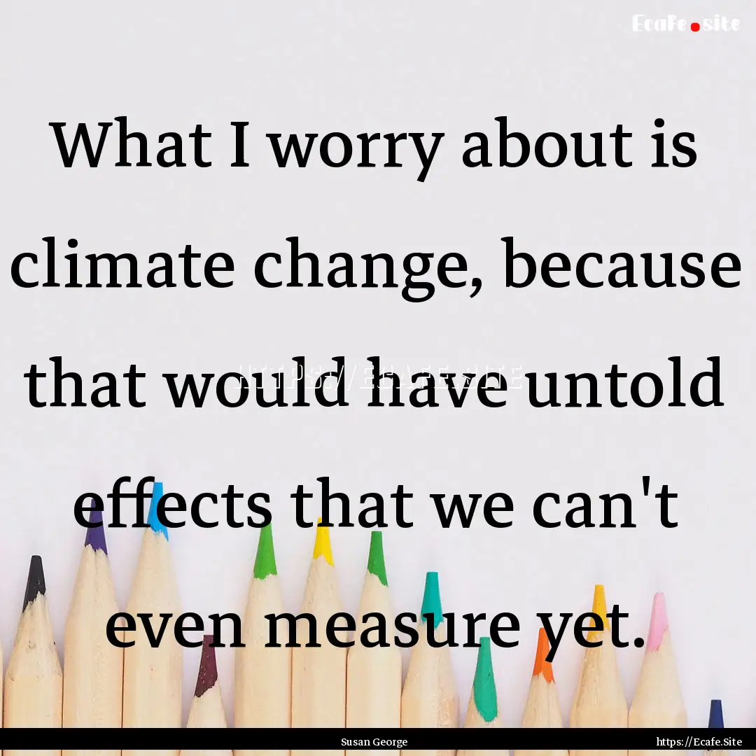 What I worry about is climate change, because.... : Quote by Susan George