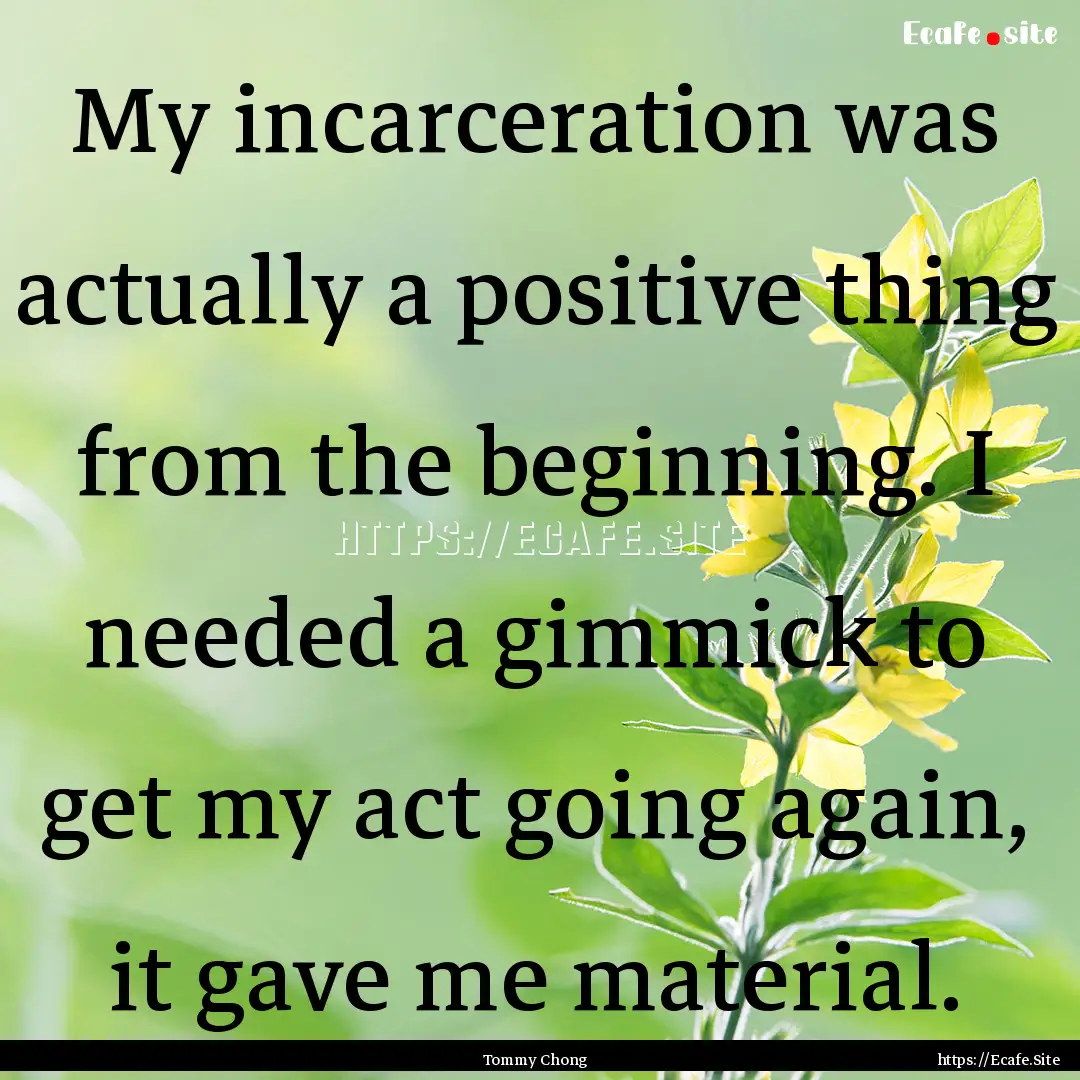 My incarceration was actually a positive.... : Quote by Tommy Chong