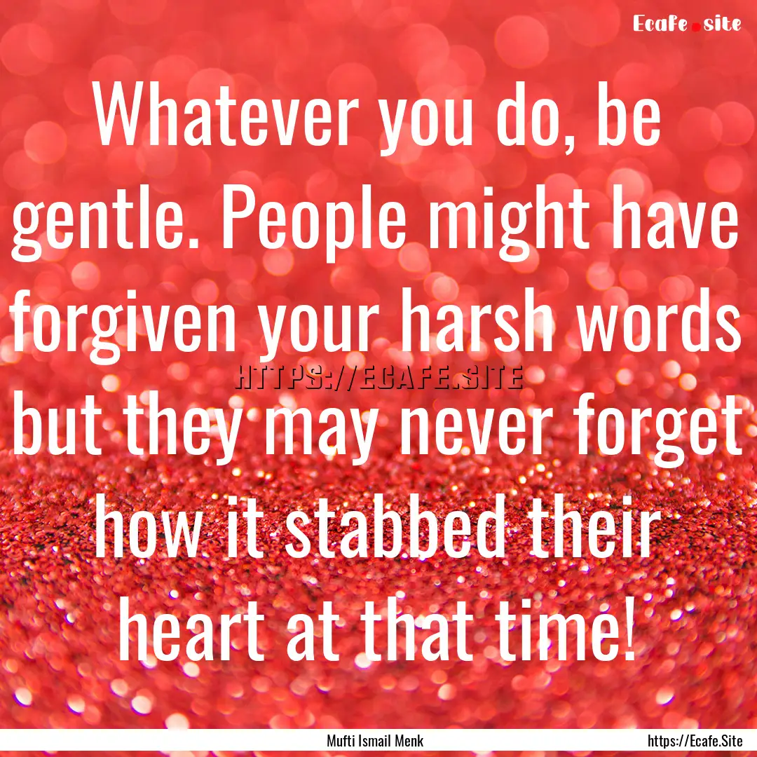 Whatever you do, be gentle. People might.... : Quote by Mufti Ismail Menk