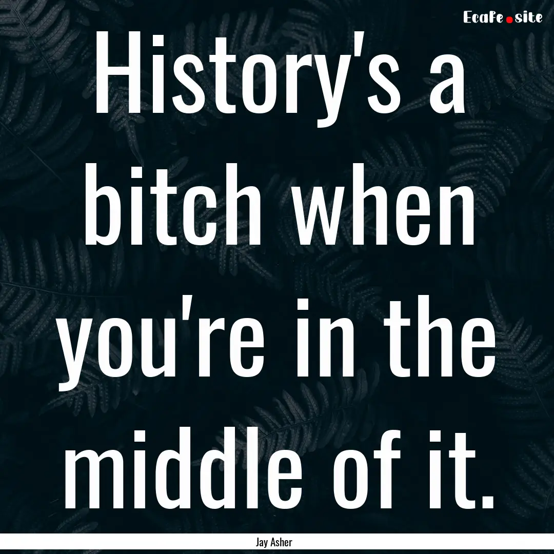 History's a bitch when you're in the middle.... : Quote by Jay Asher