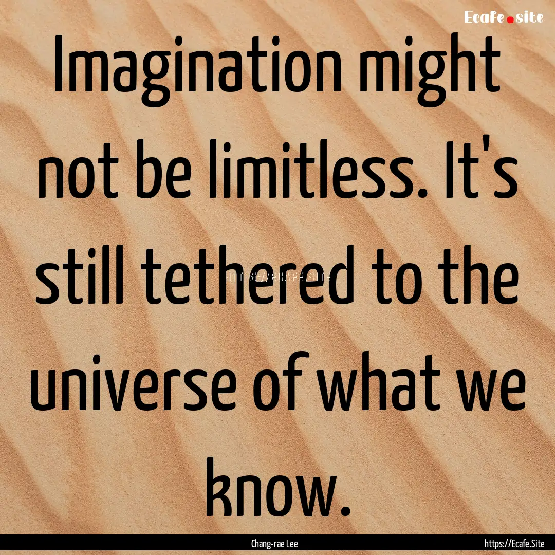 Imagination might not be limitless. It's.... : Quote by Chang-rae Lee