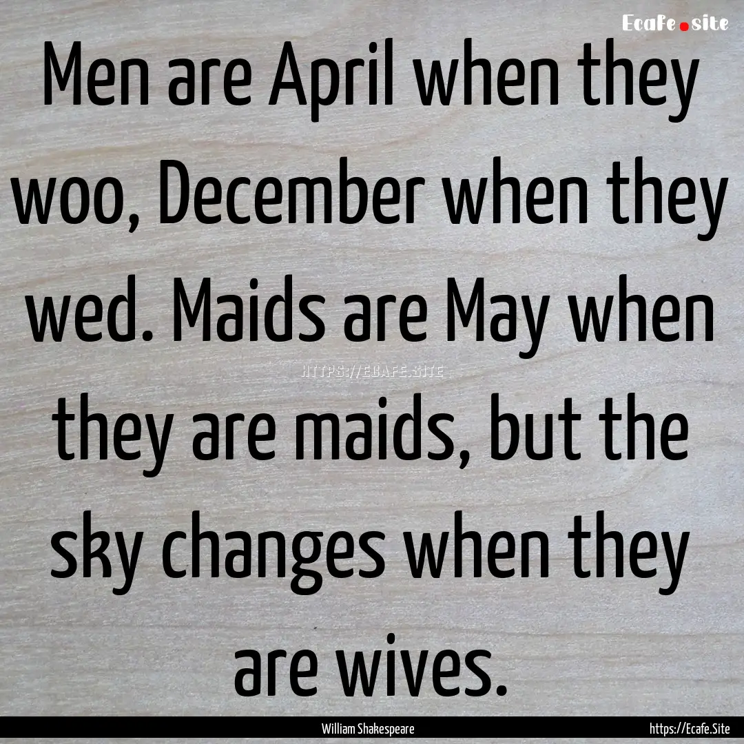 Men are April when they woo, December when.... : Quote by William Shakespeare