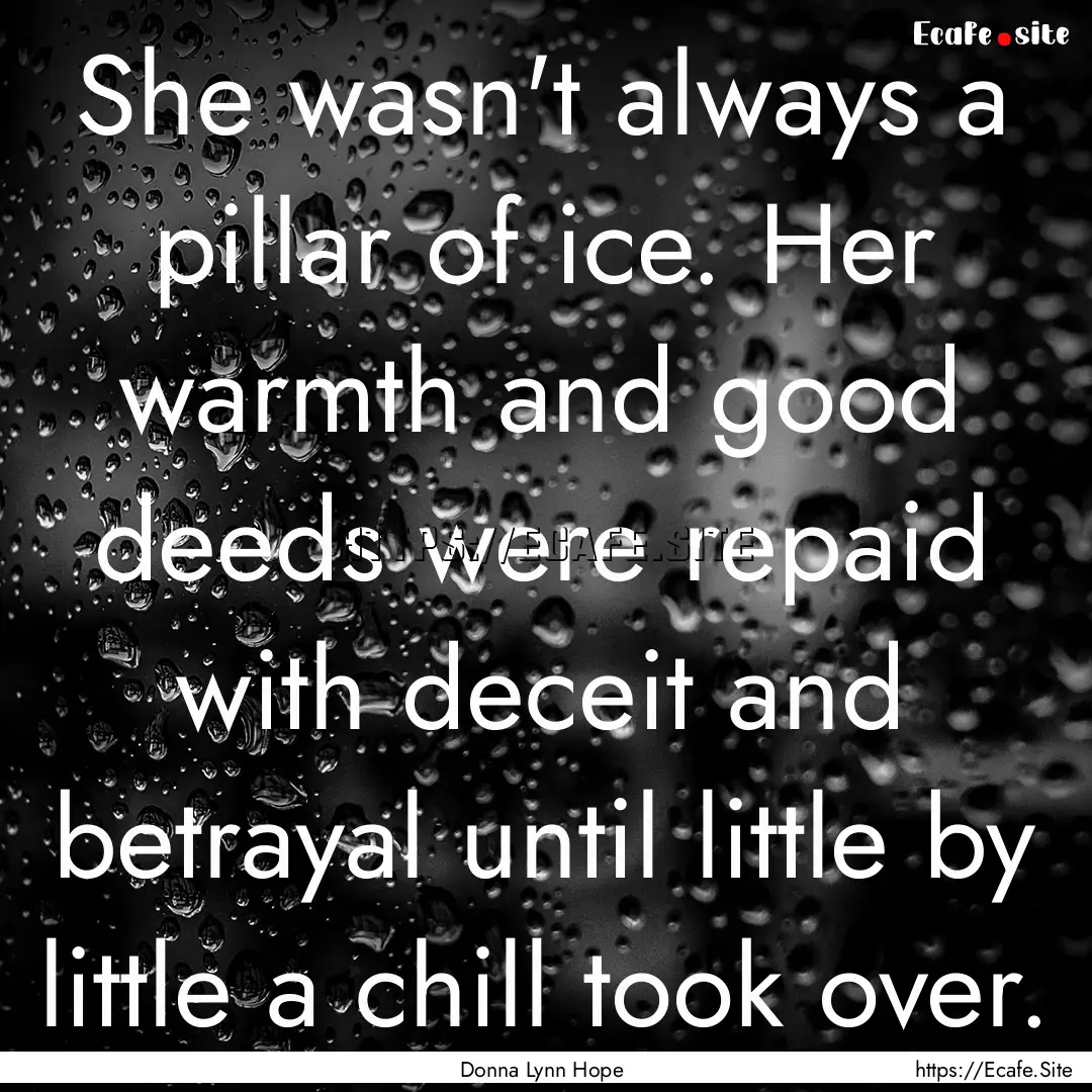 She wasn't always a pillar of ice. Her warmth.... : Quote by Donna Lynn Hope