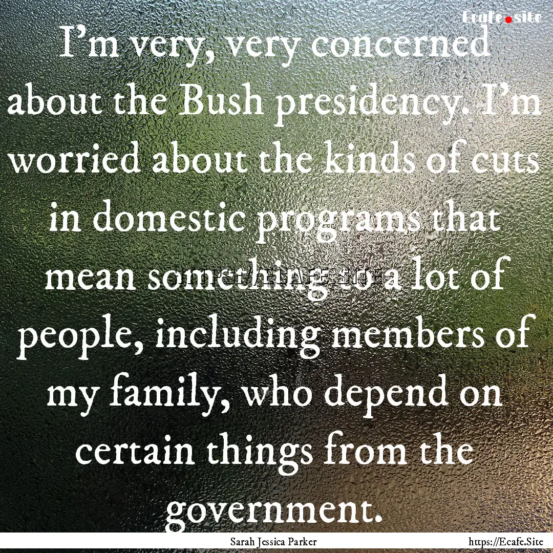 I'm very, very concerned about the Bush presidency..... : Quote by Sarah Jessica Parker