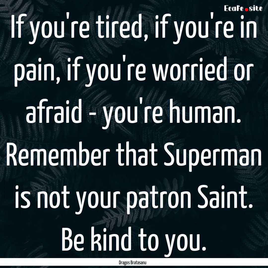 If you're tired, if you're in pain, if you're.... : Quote by Dragos Bratasanu