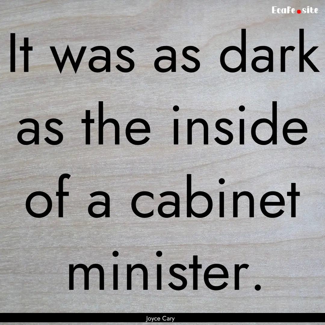 It was as dark as the inside of a cabinet.... : Quote by Joyce Cary