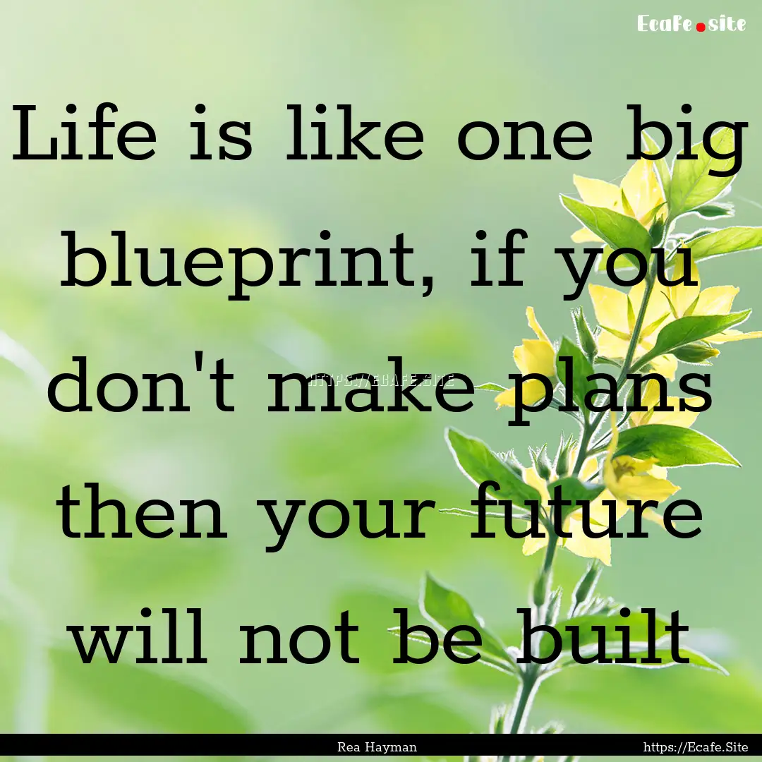 Life is like one big blueprint, if you don't.... : Quote by Rea Hayman