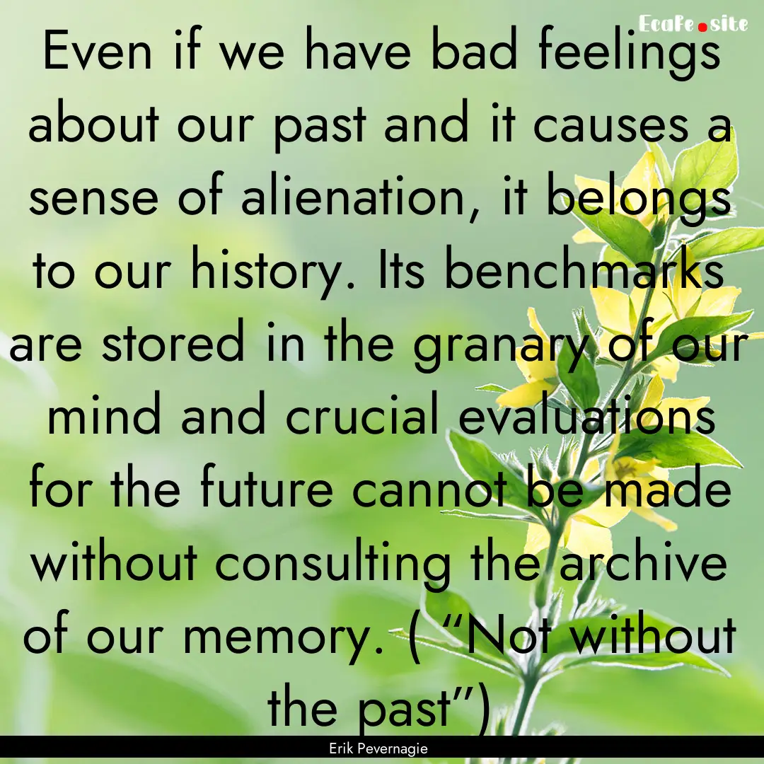 Even if we have bad feelings about our past.... : Quote by Erik Pevernagie