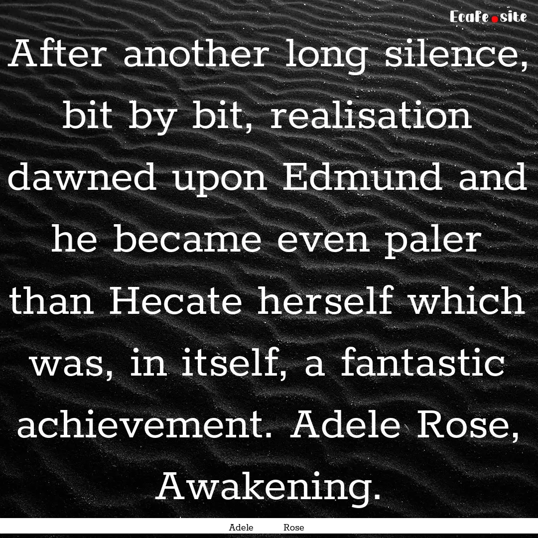 After another long silence, bit by bit, realisation.... : Quote by Adele Rose