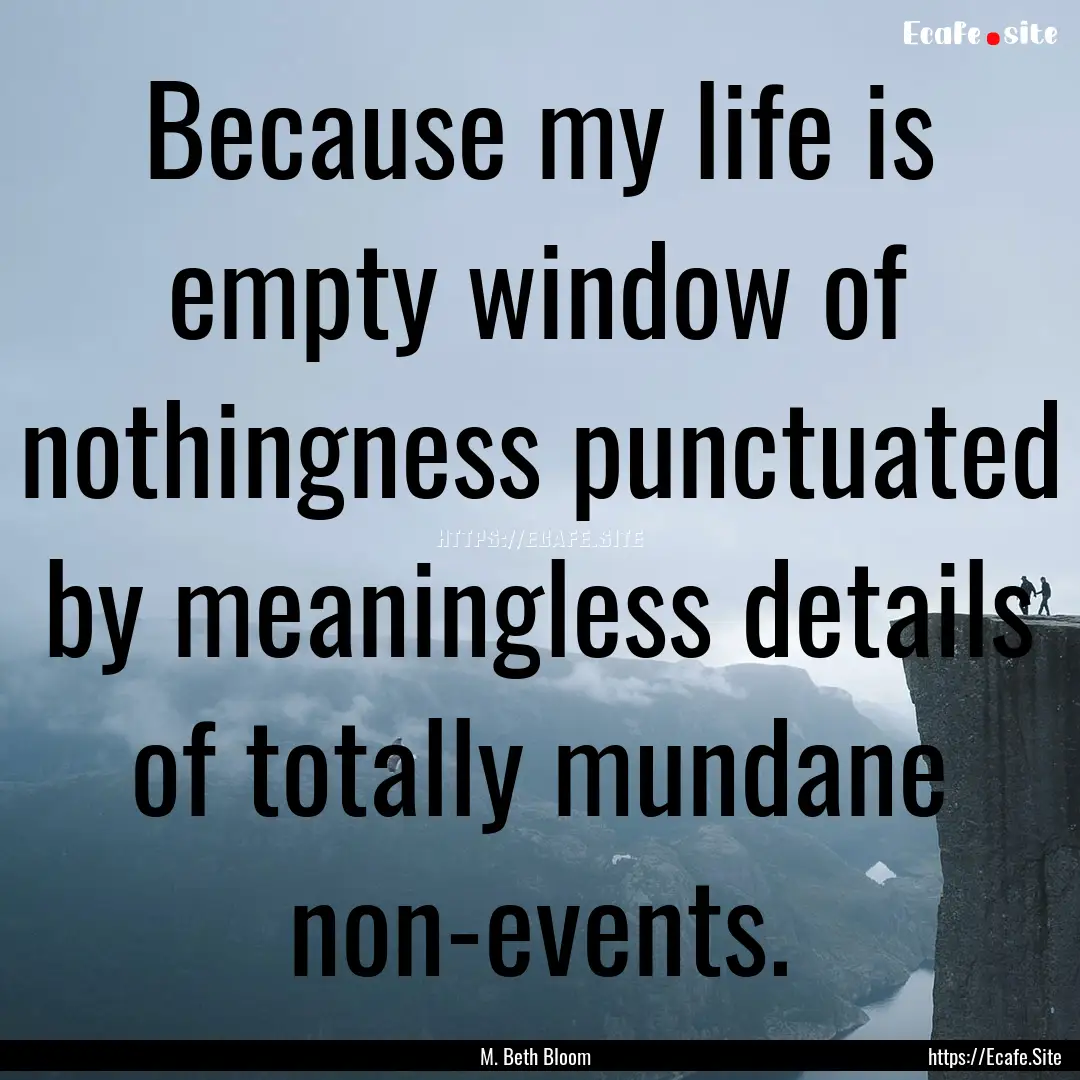 Because my life is empty window of nothingness.... : Quote by M. Beth Bloom