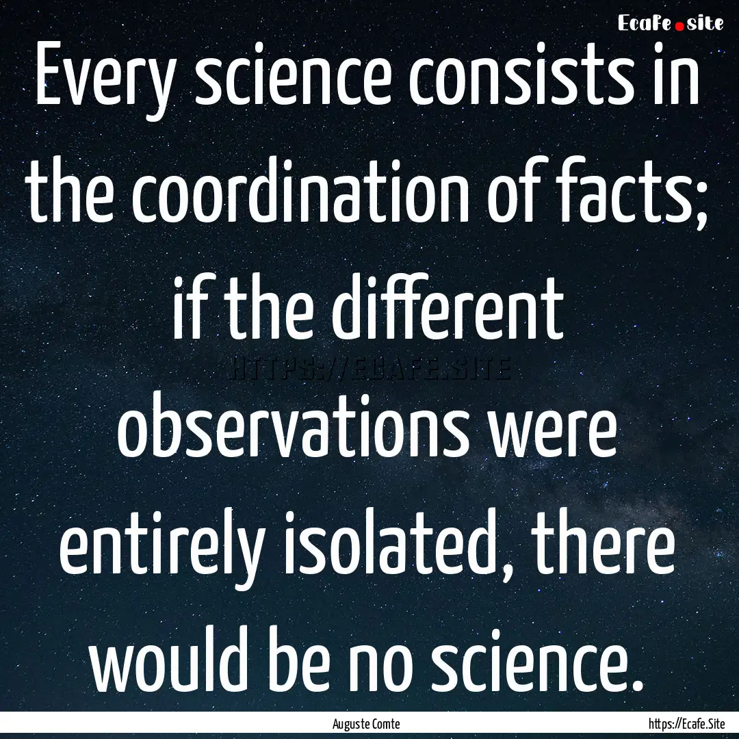 Every science consists in the coordination.... : Quote by Auguste Comte