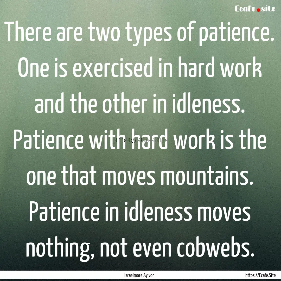 There are two types of patience. One is exercised.... : Quote by Israelmore Ayivor