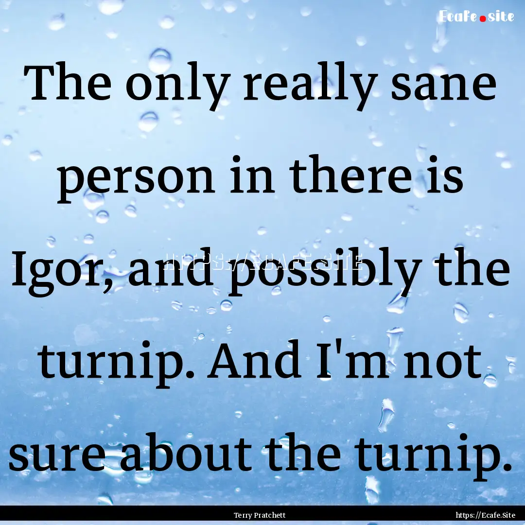 The only really sane person in there is Igor,.... : Quote by Terry Pratchett