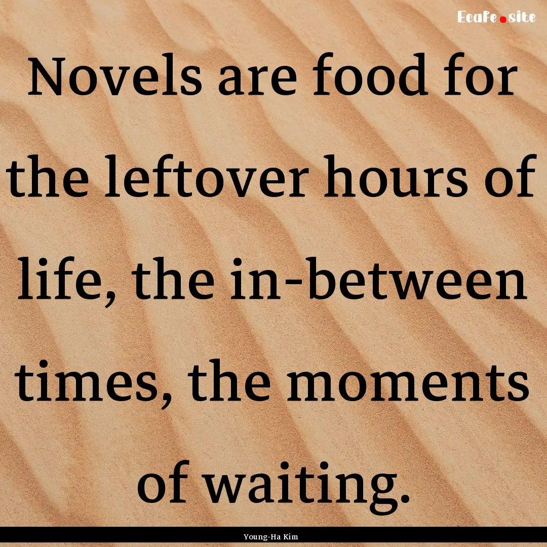 Novels are food for the leftover hours of.... : Quote by Young-Ha Kim