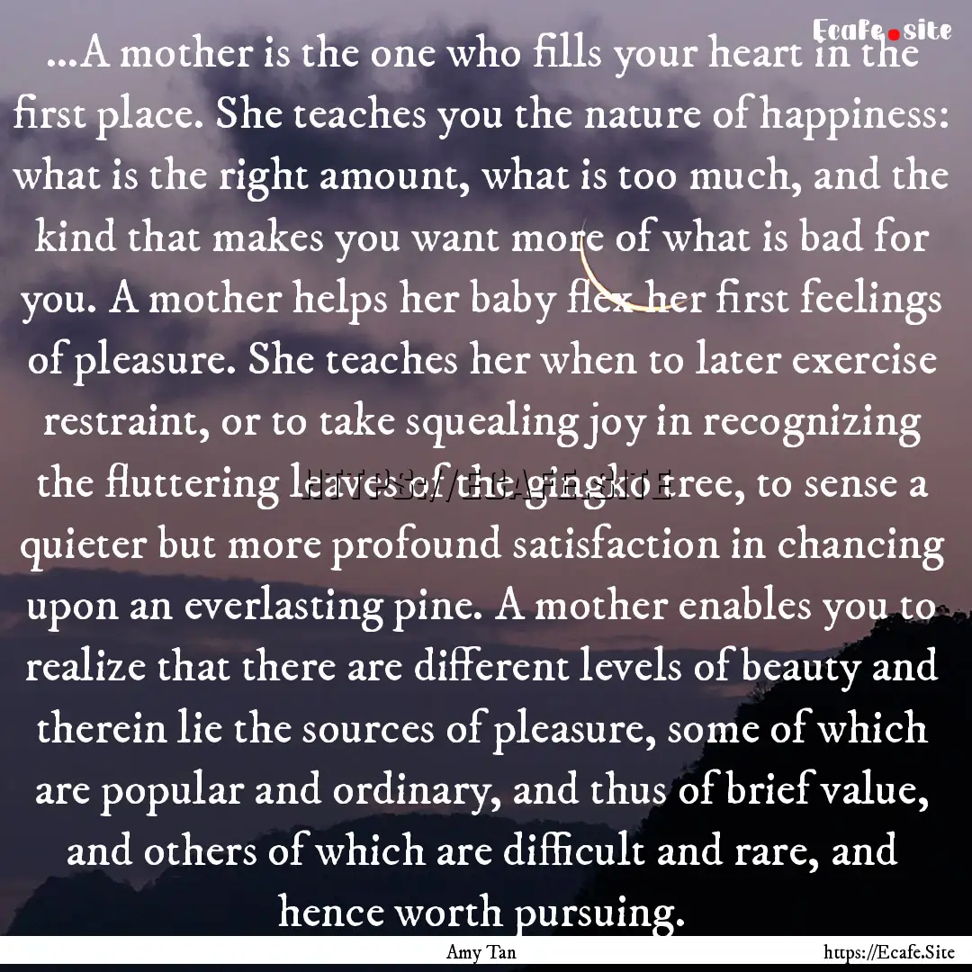 ...A mother is the one who fills your heart.... : Quote by Amy Tan