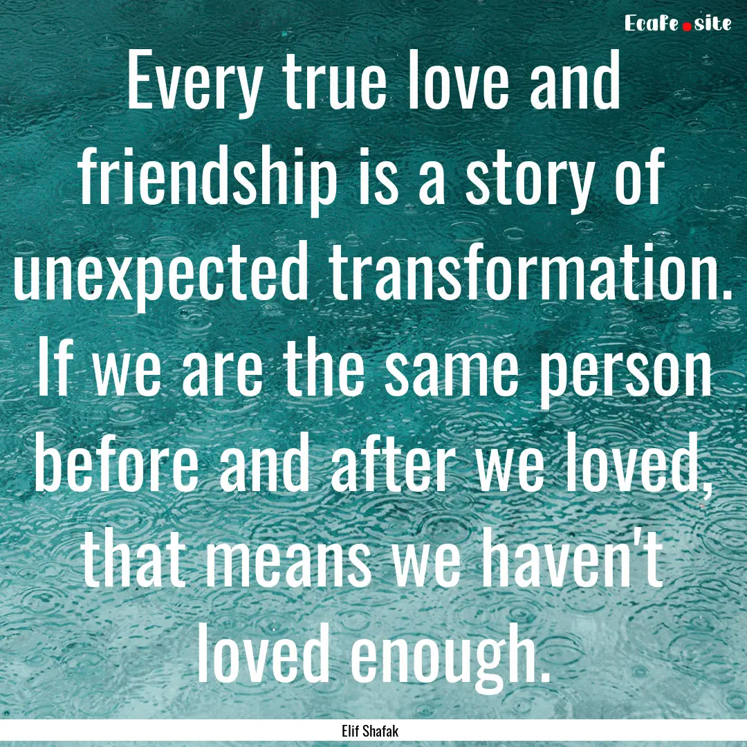 Every true love and friendship is a story.... : Quote by Elif Shafak