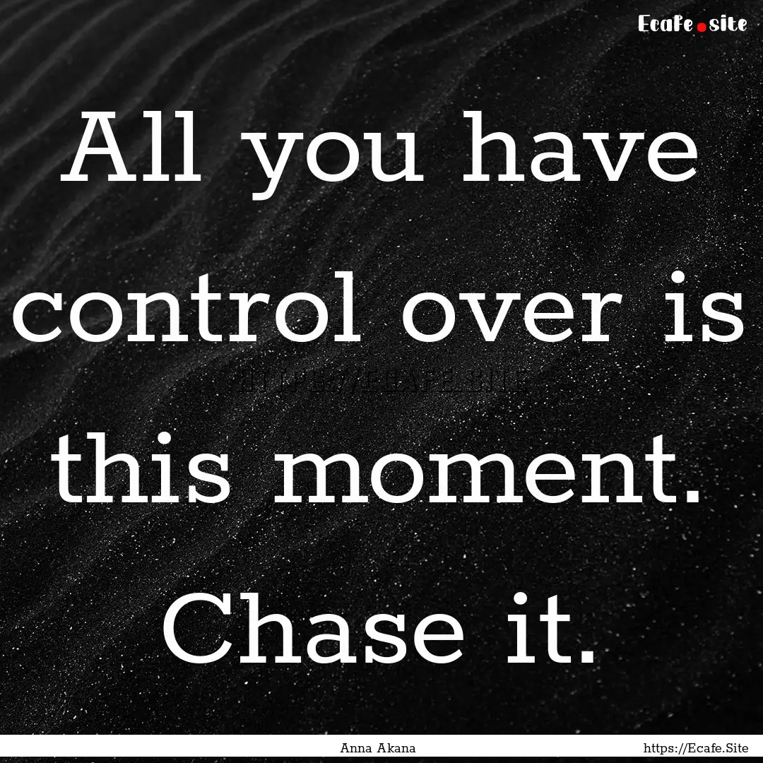 All you have control over is this moment..... : Quote by Anna Akana